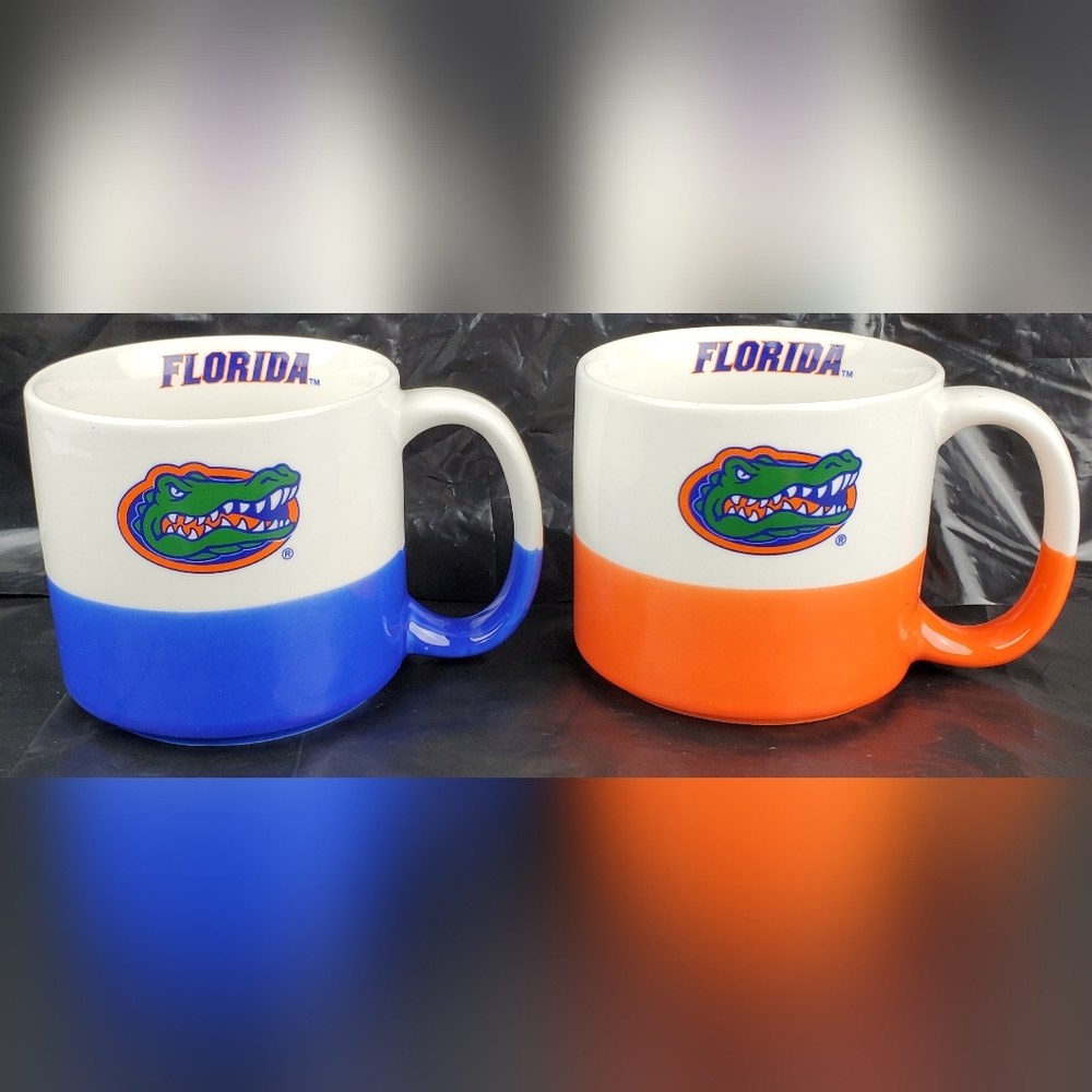 LogoBrands Univ Florida Gators Colorblock Coffee Tea Mugs Cups - Lot of 2 - EUC